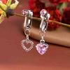 2pcs Cute Fake Belly Ring for Women - Pink CZ Heart & Butterfly Dangle Clip On Navel Rings, 304 Stainless Steel, Non-Pierced