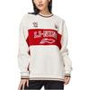 Li Ning Sports Lifestyle Series Logo Color Block Loose Fleece Crew Neck Long Sleeve Sweatshirt Winter Women Sweatshirt Off-White AWDSH70-1
