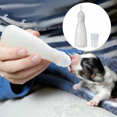 Pet Cat Dog Milk Bottle Puppy Kitten Nursing Newborn Supplies with Nipple Lid Feeding for