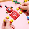 Wooden Transforming Elastic Robot, Children's Wooden Early Education Toy(Random Color)