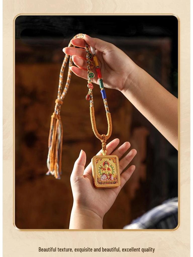 Retro Gilded Double-Sided Pendant: Fifth Lord and Eight Great Guardian Deities