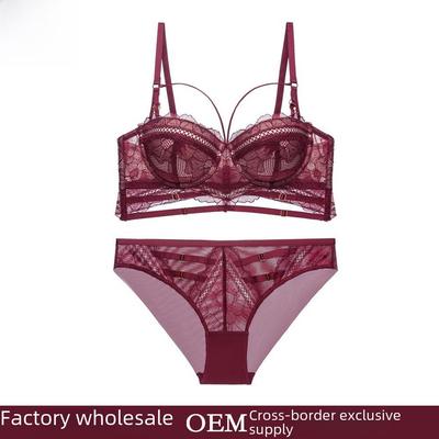 Damen Sexy Anti-Hänge Spitzenunterwäsche-Set mit Stütz-BH