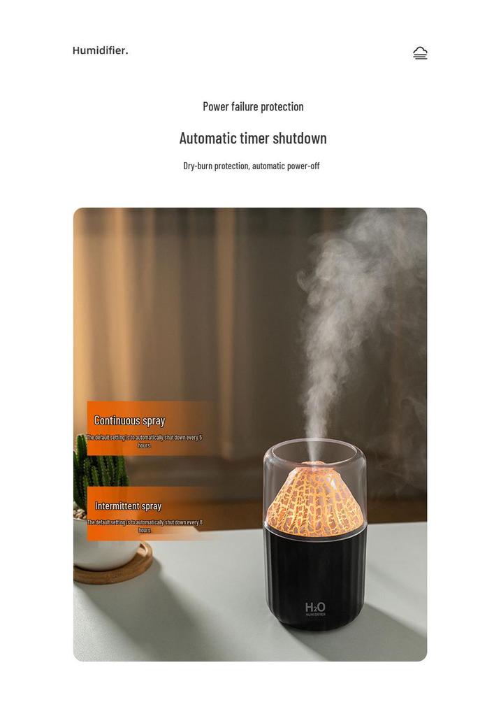 Creative Volcano Humidifier: Seven-Color Aromatherapy Diffuser for Home & Bedroom, Perfect Desktop Gift with Ambient Light