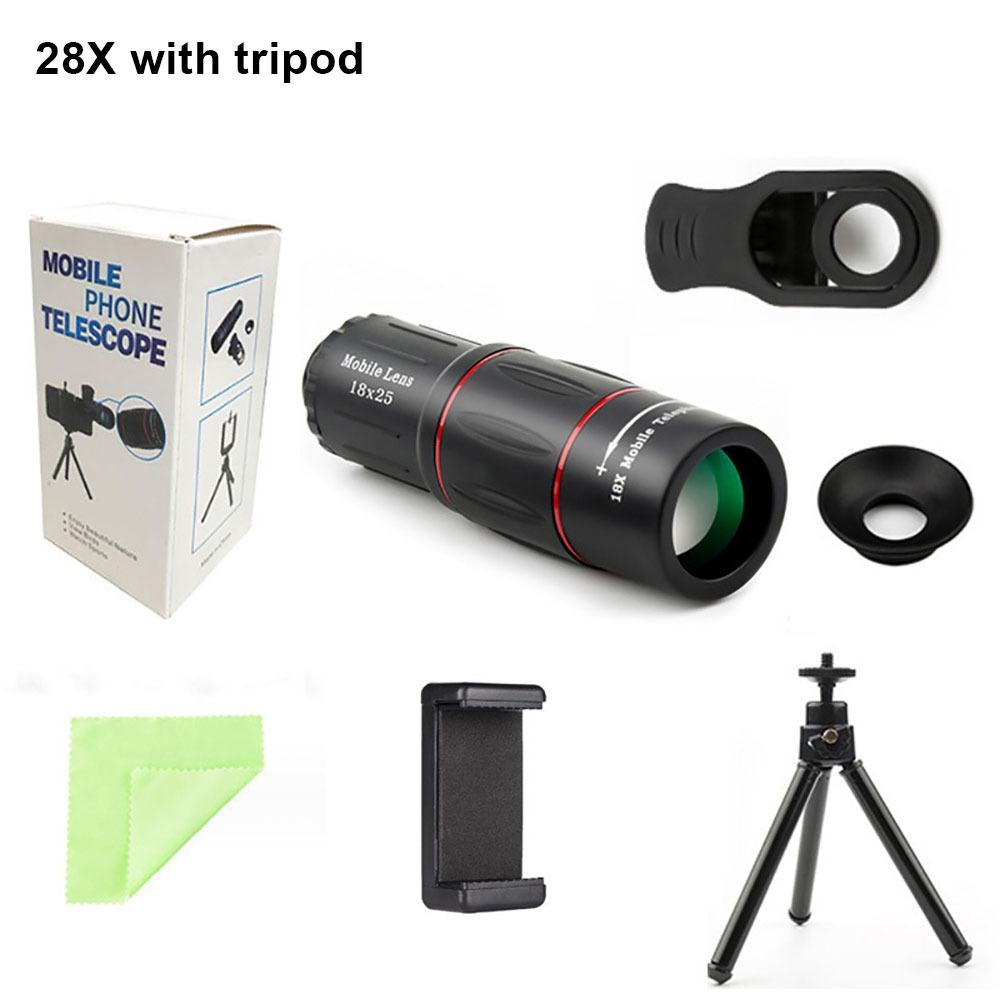 1Set New Clip-On Mobile Phone Camera Lens Zoom 18/28/36X Telephoto Lens Monocular Telescope for Camping Sports