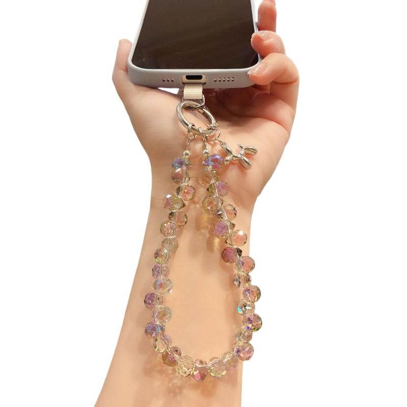 1Pc High-End Luxury Hand-Beaded Wrist Chain Mobile Phone Lanyard With Short Water Drop Crystal Pendant Hand-Held Hanging Chain