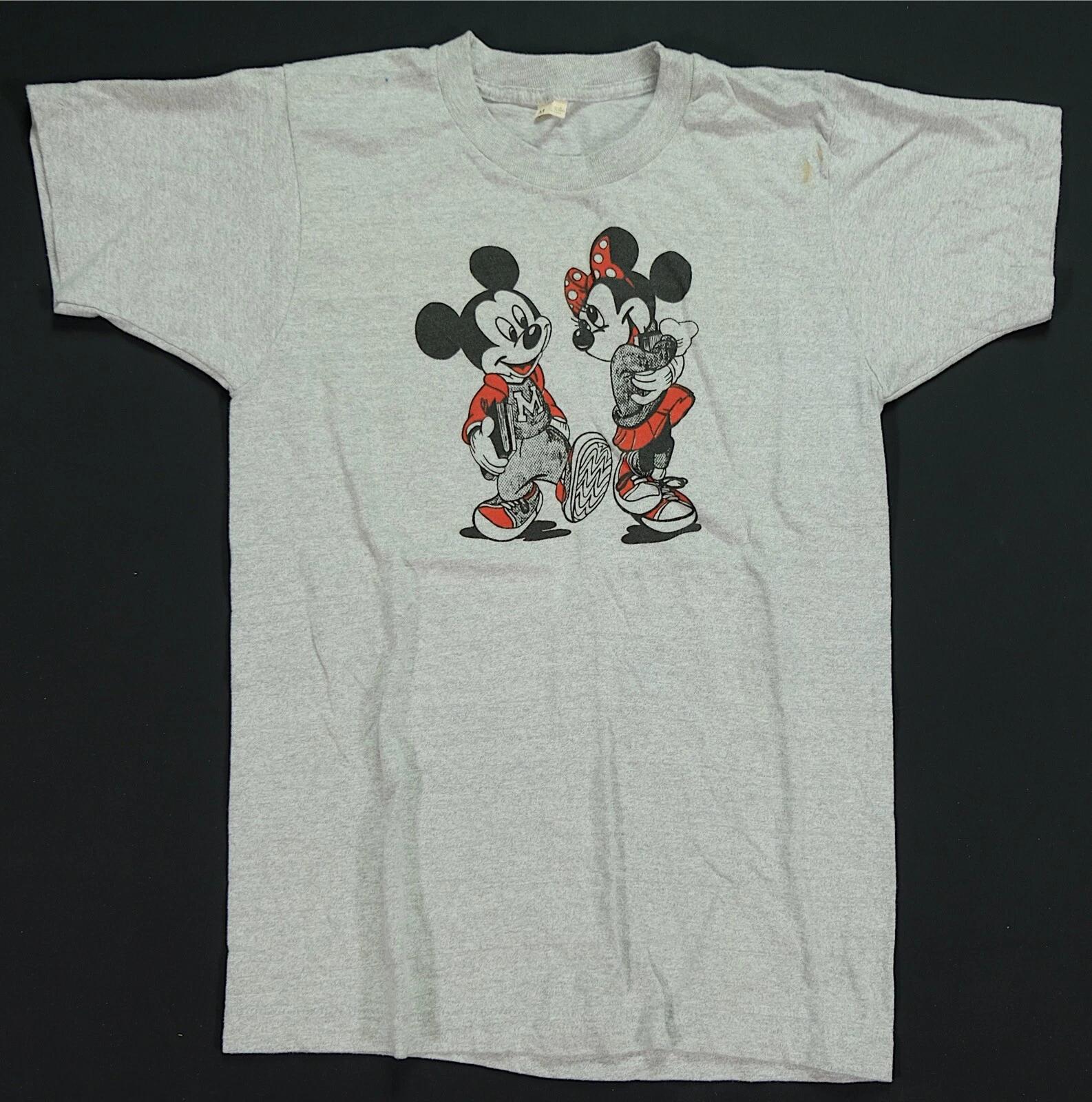 Rare VTG SCREEN STARS Mickey Minnie Mouse College University T Shirt 80s 90s M S
