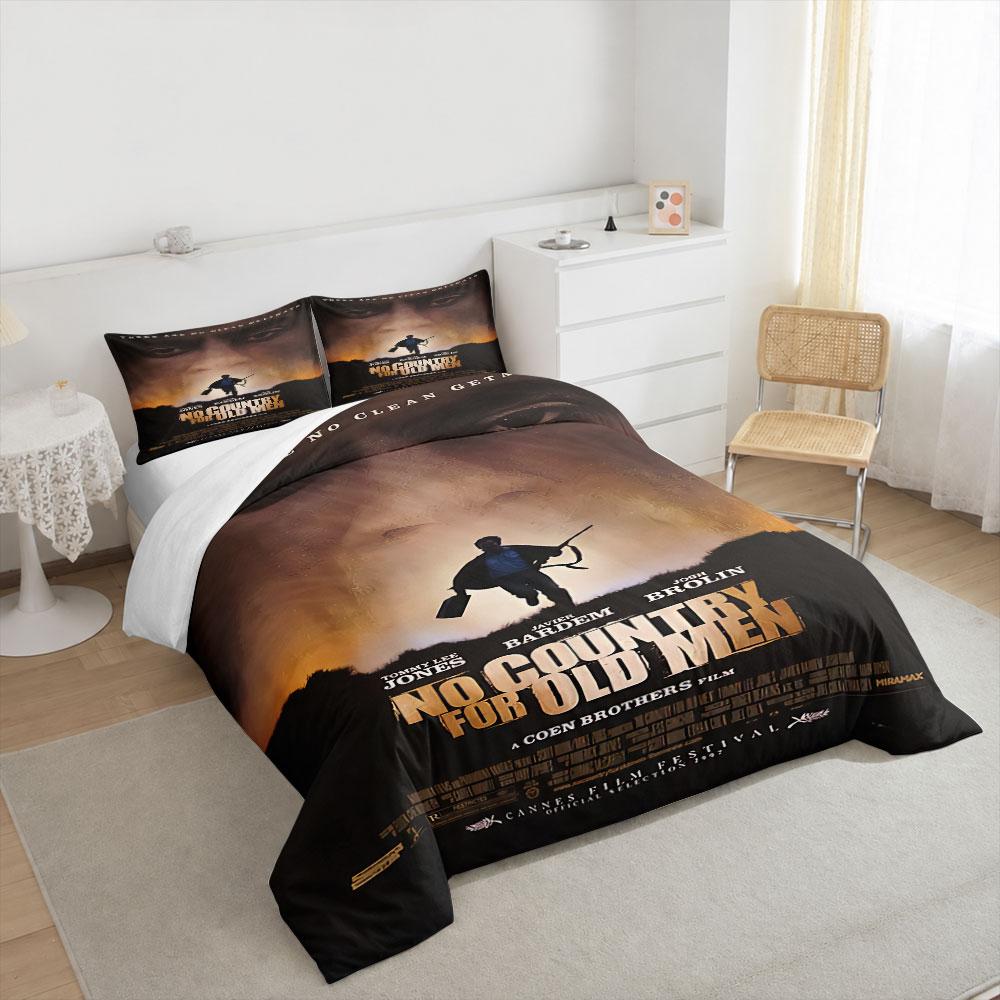 No Country for Old Men Coen Brothers Bedding Set, Orange Sephir Tommy Lee Jones, Crime Bed Linen