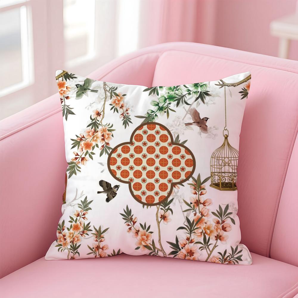 Chinese floral patterns Cushion Cover Pillow Case Soft Friendly Fabric  Concealed Zipper