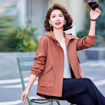 Mom's Stylish Plus Size Trench Coat - Lightweight Spring/Autumn Jacket for Middle-Aged & Elderly Women