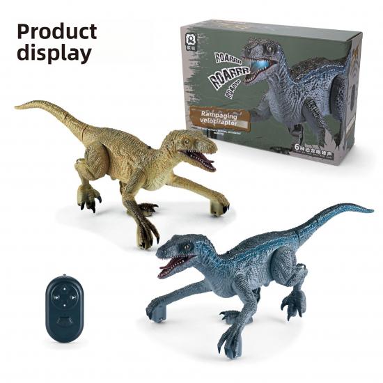 2.4G RC Rampaging Velociraptor, Realistic 4-Channel USB Rechargeable Electric Walking Infrared Dinosaur Toy Model