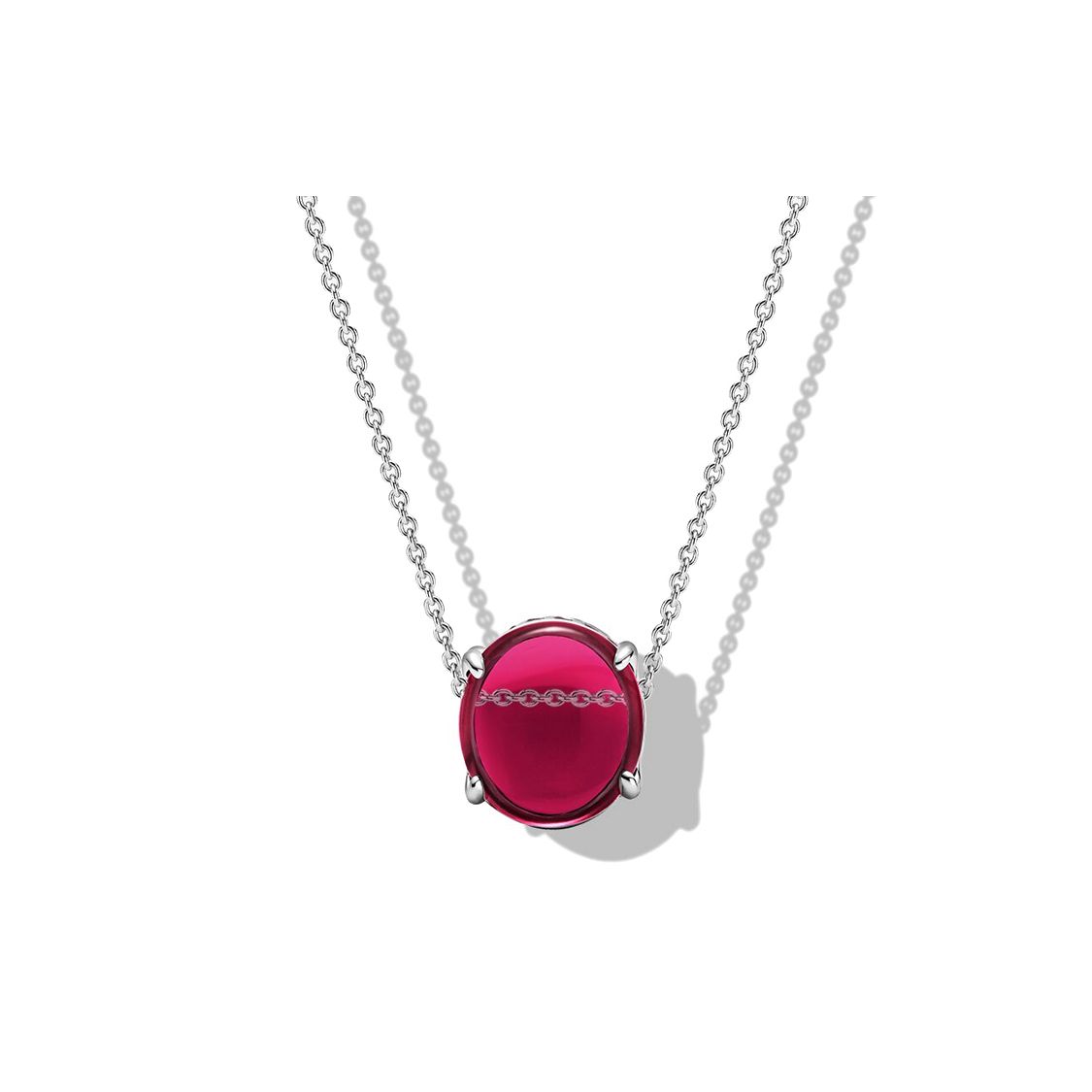 Pandora Purple Red Curved Gemstone Necklace Women necklaces ZT757 Fuchsia,45