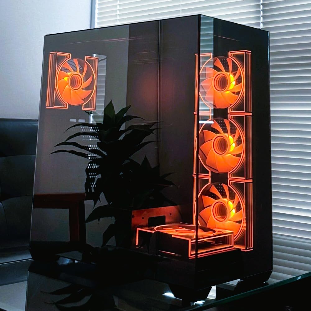 darkFlash DS900 SHINE Pillarless ATX Case with Transparent Mirror Panel DS900SHINE+TYPE-C BLACK