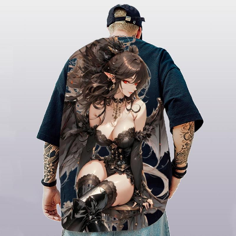 

Новая мужская футболка с короткими рукавами и 3d принтом «Красивая девушка», летние мужские футболки, повседневная мужская одежда, уличный пуловер в стиле хип-хоп, топ большого размера 5XL