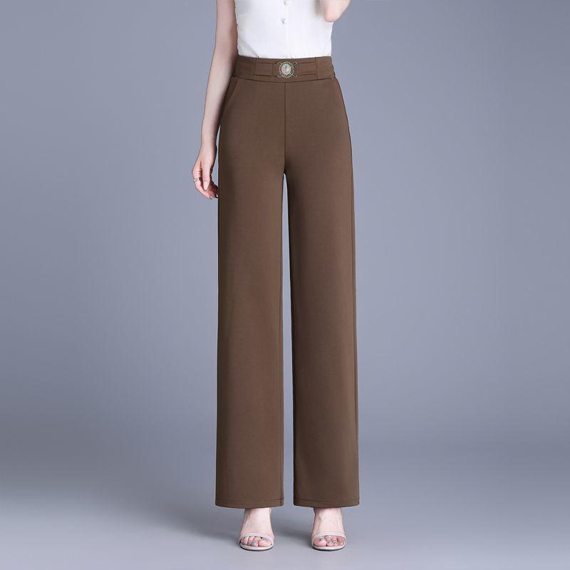 Women's Plus-Size High-Waisted Slim-Fit Pants: Flattering Straight-Leg Design for Spring & Autumn