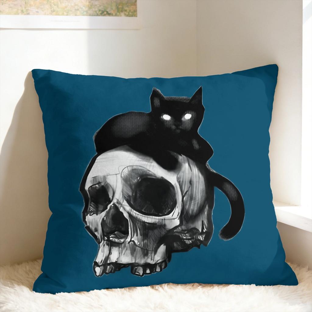 Black Cat Pillow Cover Soft Cushion Cover Cute Funny Pillow Case For Sofa Car Home Decor