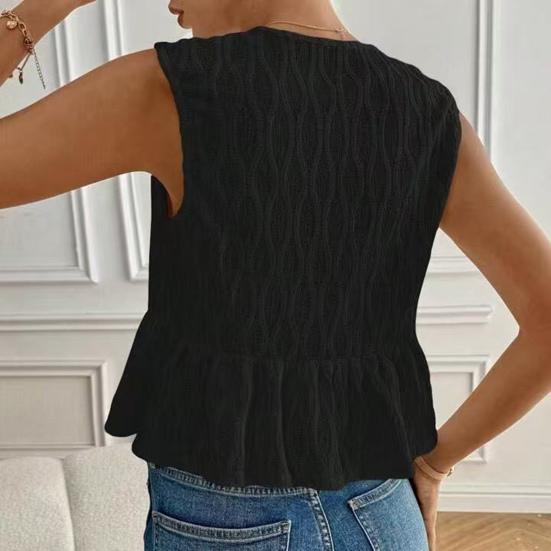 Women's Tie Front Tank Top Summer Crew Neck Sleeveless Flowy Shirts Casual Beach Vacation