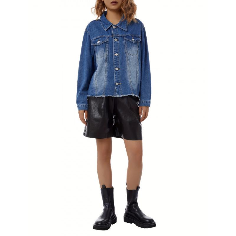 2026 New Arrival Women's European & American Long Sleeve Washed Denim Jacket