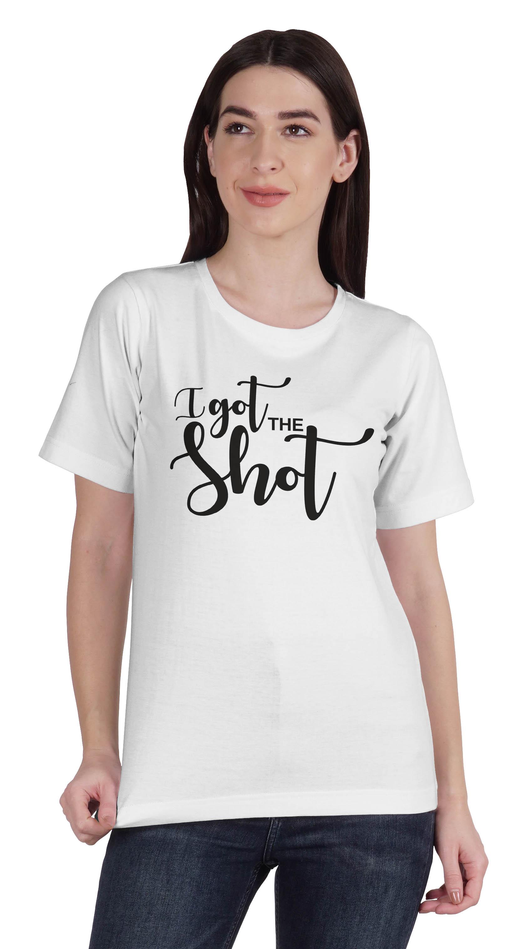 

Inkmeso Жіноча бавовняна футболка з круглим вирізом I Got The Shot Funny Pro Vaccine XXL білий