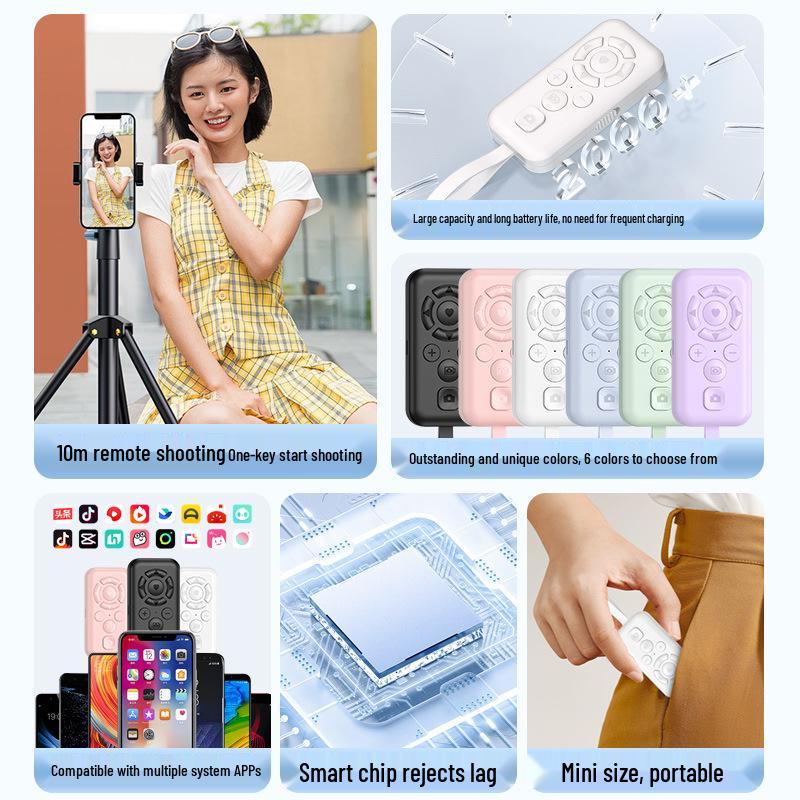 Smart Bluetooth Remote: Multifunctional Zoom, TikTok Controller, Rechargeable Phone Photography & Video Page Turner.