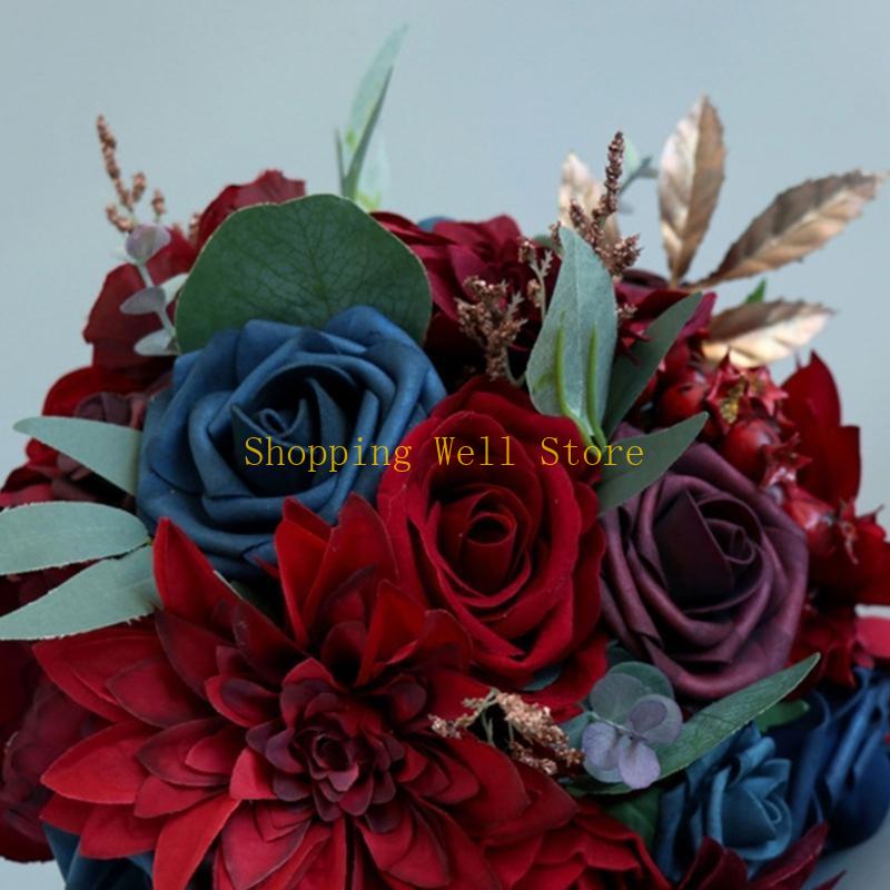 KX4B Künstlicher Strauß Hochzeitsstrauß Romantischer Strauß Brautstrauß Brautjungfernstrauß