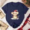 Christmas Cartoons Mouse Santa Hat Allmatch Tshirt Holiday Unisex High Quality Crewneck Casual Style Printed Tshirt Tops