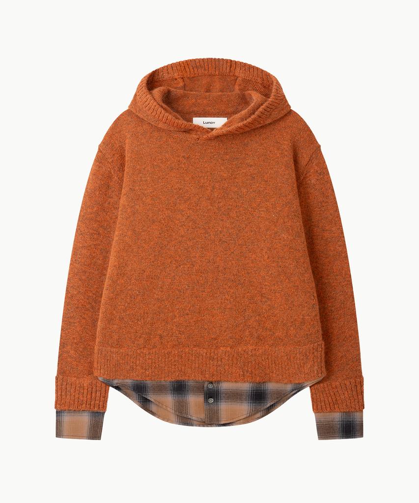 Leondi Blended Layer Hoodie Knit - Orange