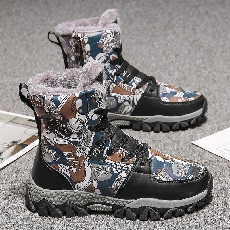 Children's snow boots Children's boots Winter new velvet cotton boots Outdoor warmth Students send one piece