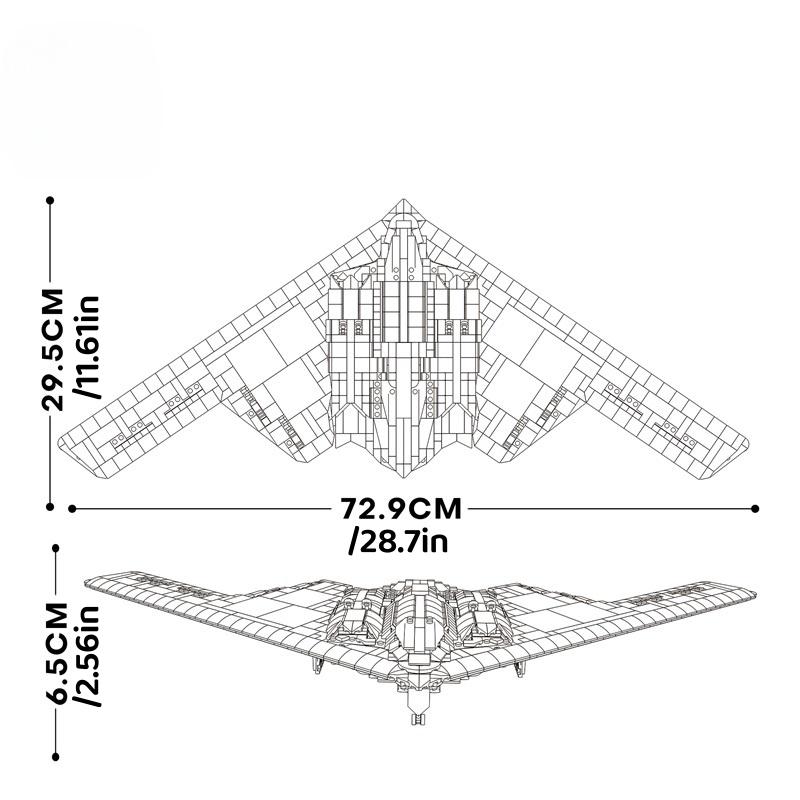 2063 Teile B2 Stealth Bomber Bausteine MOC Technisches Militärisches Modellbausatz Desktop-Display Geschenk zum Schulanfang für Erwachsene