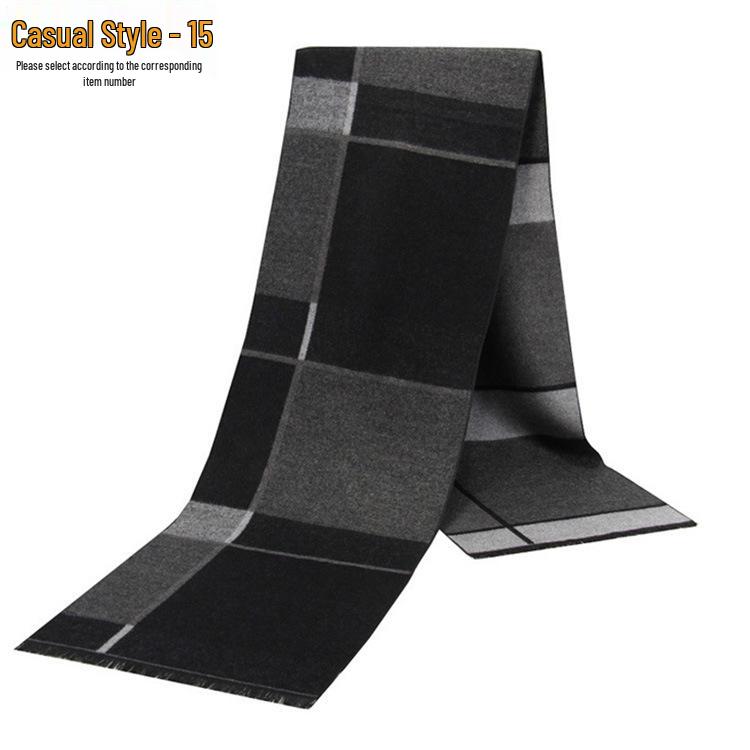 Men's Autumn & Winter Plaid Imitation Cashmere Scarf - Warm & Thick Custom Design