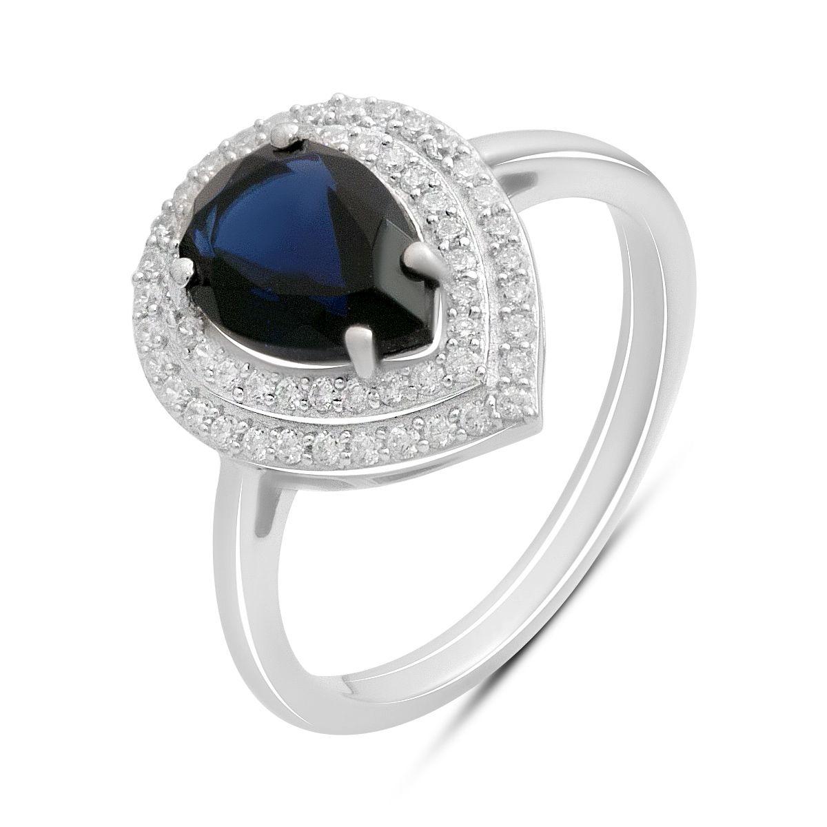 

Серебряное кольцо с сапфиром nano 2.221ct, фианитами, вес изделия 3,5 гр (2194958) 17 синій