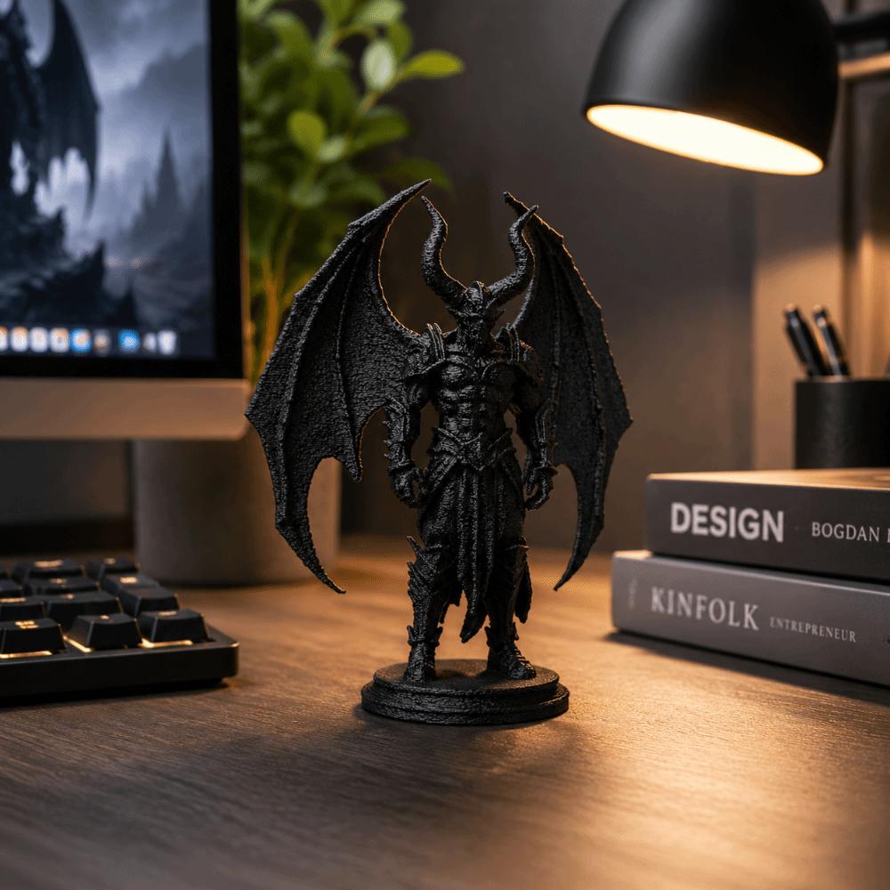 Halloween Demon Knight Figurine 3D Printed Desktop Ornament Black Demon Statue Table