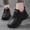 Fashion Women Leather Sneakers Black Waterproof Sports Shoes Thick Sole Running Shoes Platform Walking Shoes Autumn Winter Footwear