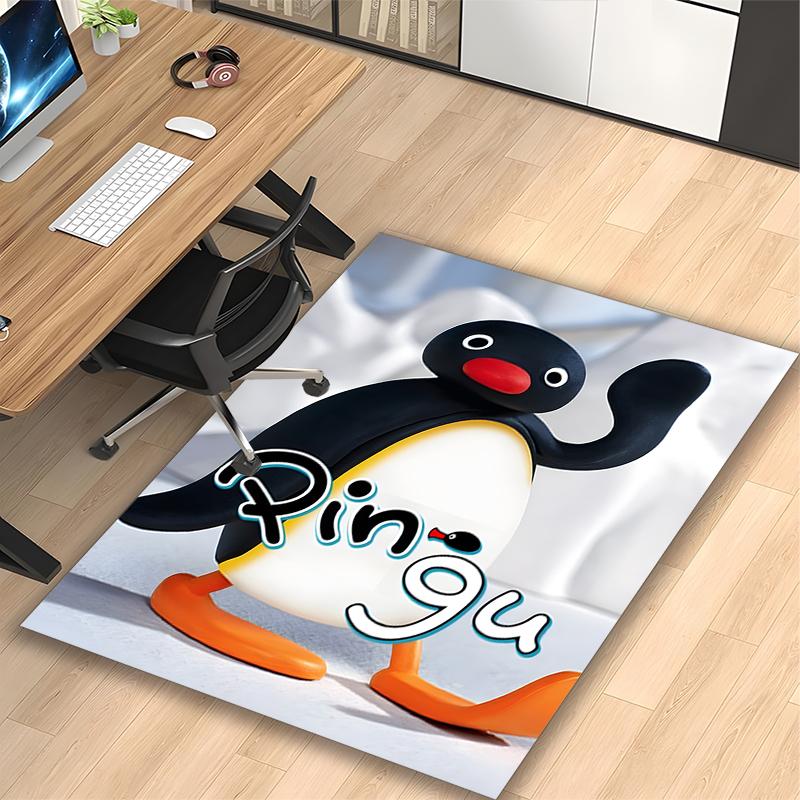 1pc Digital Printed Chair Rug for Home Office Use, Penguin Cartoon Character Carpet Appropriate for All Seasons, Soft Area Carpet