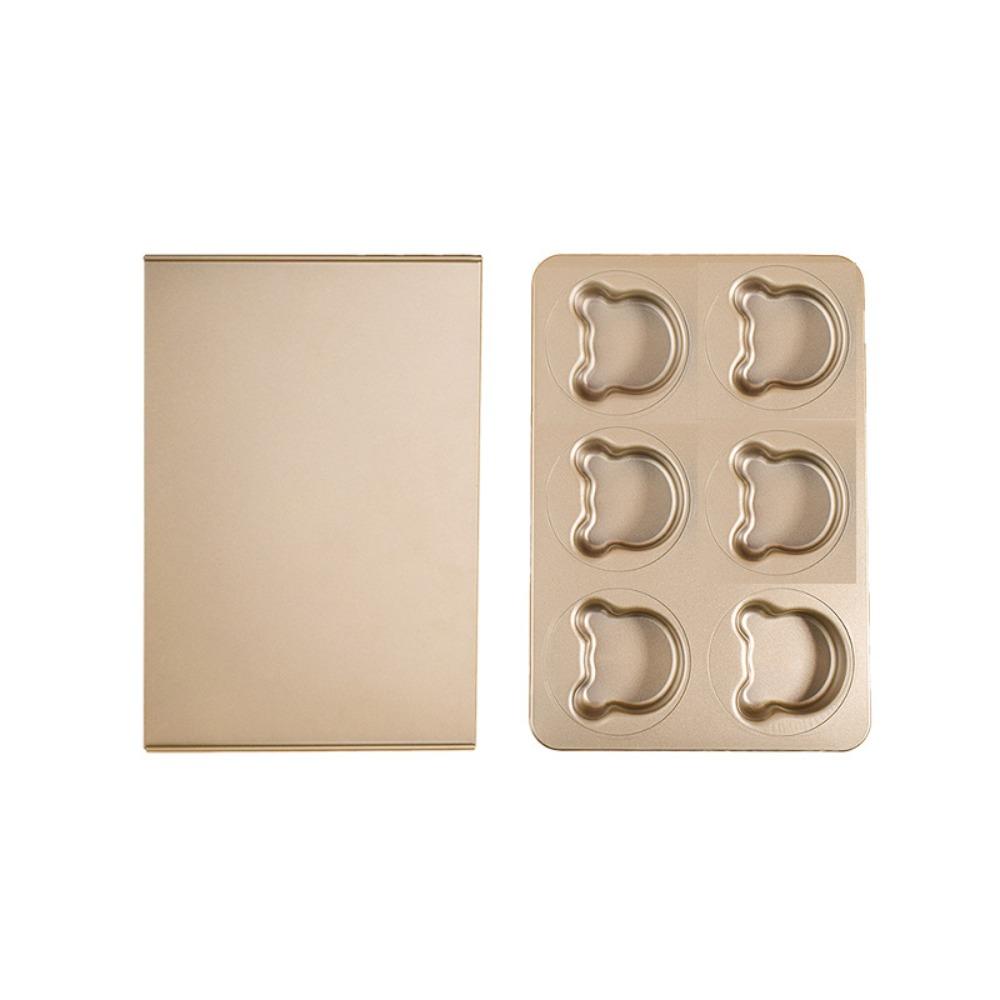 6-Cavity Carbon Steel Baking Tray Thick Oven Baking Plate Cartoon Muffin Top Pan  Oven Baking Bear
