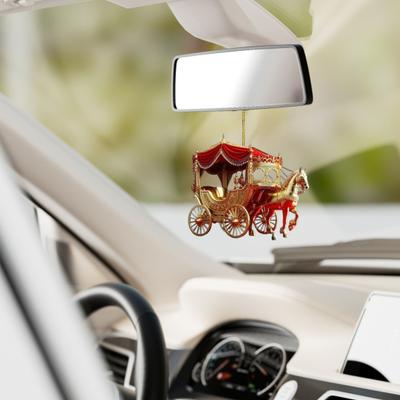 Yousheng 2 Pcs Carriage Christmas Ornament Horse with Sleigh Carriage 2D Acrylic Xmas Tree Ornament for Winter Home Decor