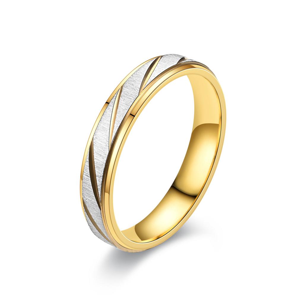 18K Gold Plating Titanium Steel Lovers Couple Rings Gold Wave Pattern Wedding Proposal Ring for Couples Engagement Jewelry