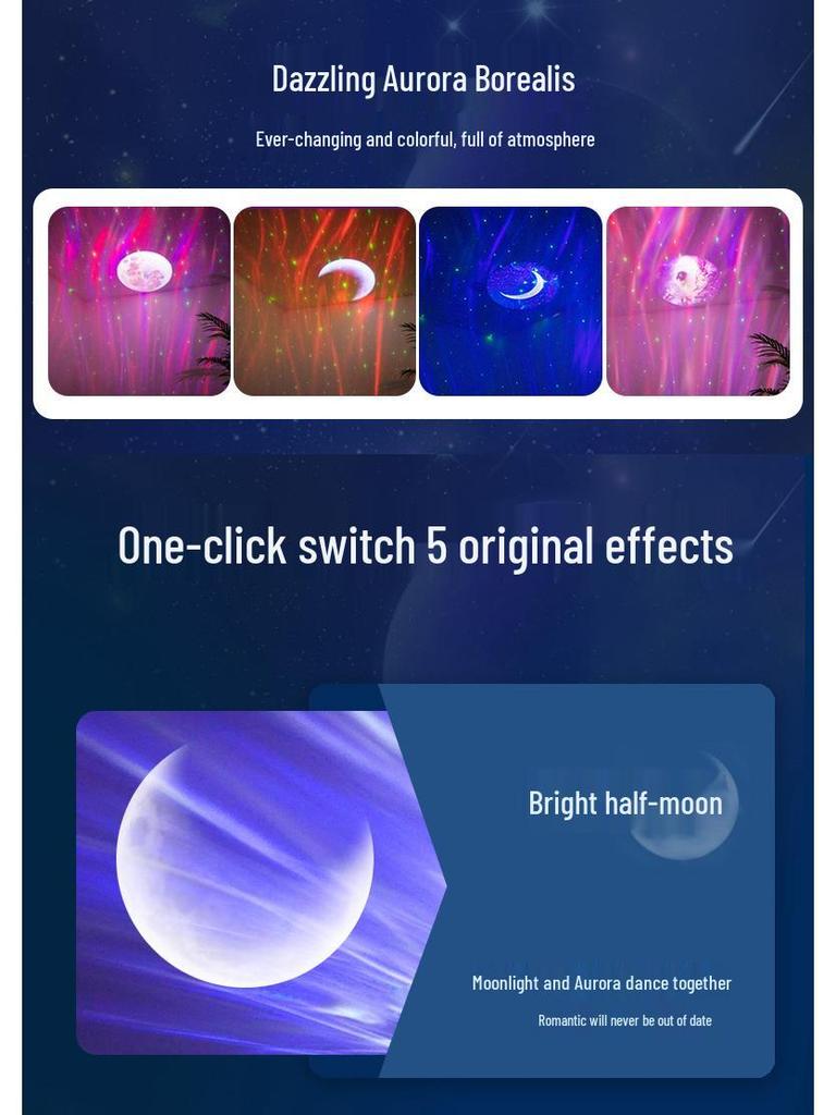 Aurora Bluetooth Colorful Star Projector Night Light - Romantic Bedside Atmosphere Gift