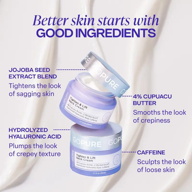 GOPURE Neck Cream Tighten & Lift Firming Cream for Crepey Skin