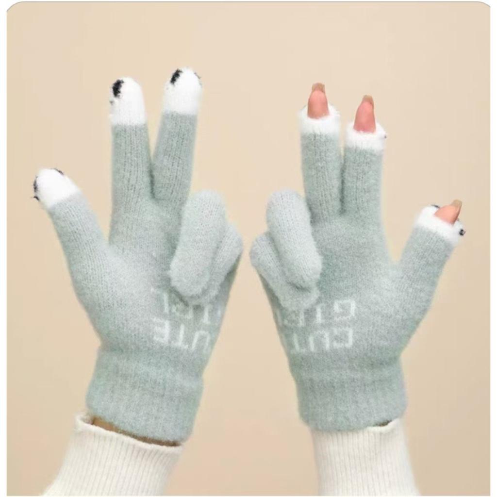 Touchscreen Women's Gloves Cute Knitted Writing Play Phone Warm Autumn/Winter Cartoon Student Versatile