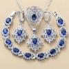 European and N Wind Source Blue Jewelry Inlay Gem Pendant Earrings Necklace and Rings Lady Suit