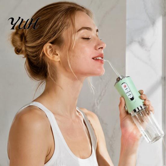 Irrigateur buccal rechargeable, jet dentaire électrique sans fil, 3 niveaux pour le nettoyage des dents avec 4 embouts de jet, Flosser