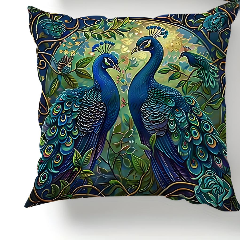 Vintage Peacock Oil Painting Pillowcases Flat Print, Machine Washable, Suitable For Decorating Living Rooms And Bedrooms