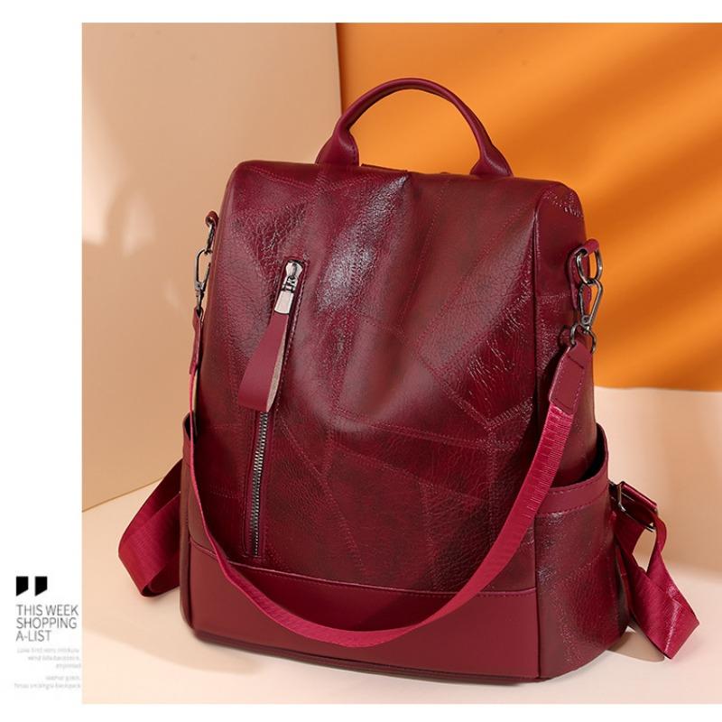 Backpack women's new fashion trend leather high sense retro simple light casual commute to work backpack