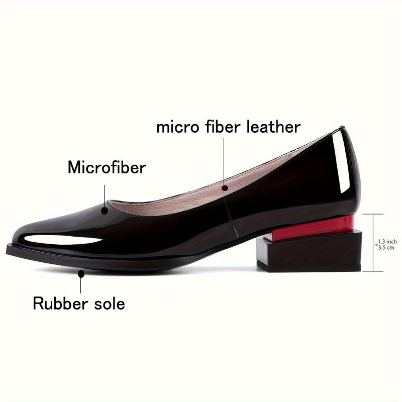 Fashion Women's new pointed patent leather mid heel oversized comfortable casual retro work single shoe
