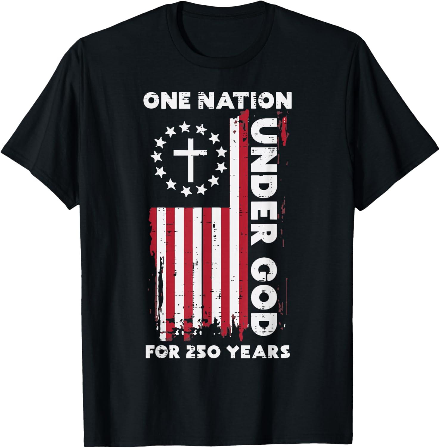 

250 Year USA American Flag 250th Anniversary Christian God T Shirt 5XL різнокольоровий