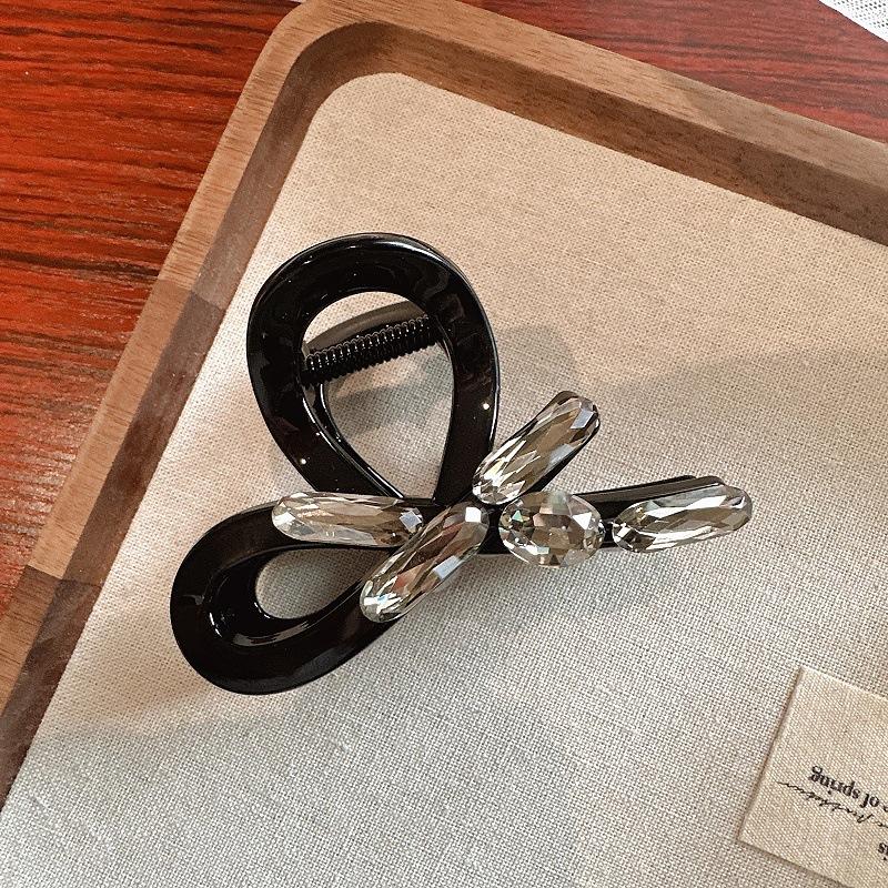 

Rhinestone Bow Hair Claw Clip, Stylish and Elegant for Updos, Large Size Shark Clip for the Back of the Head