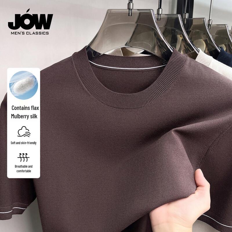 JOW Men s Silk-Linen Blend Knit Short-Sleeve T-Shirt 56/3XL