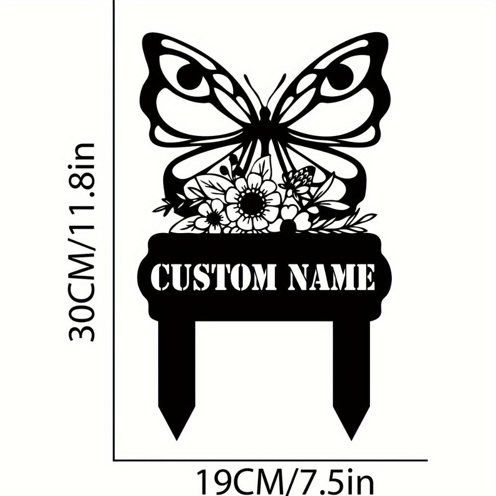 Vintage Butterfly Metal Garden Stake Custom Name