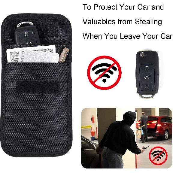 Wisdompro RFID Key FOB Protector for Car Key Signal Blocking, WP4697 Faraday Bag for Anti-Hacking, Anti-Theft Pouch