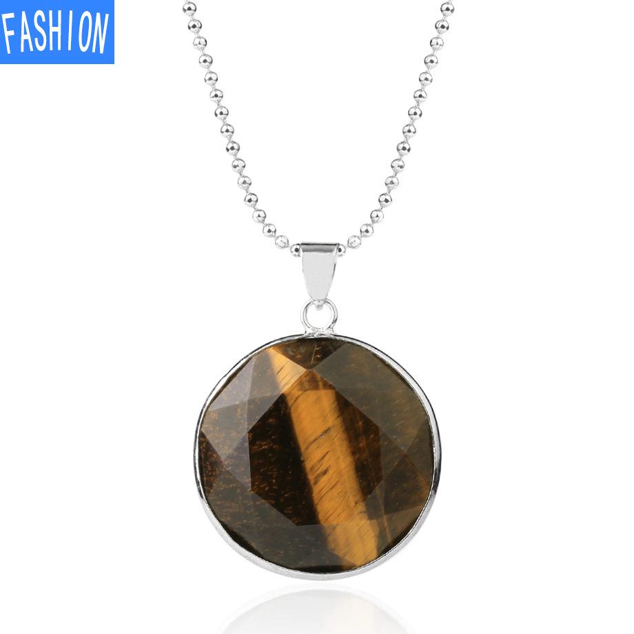 Colier universal de mărgele cu pandantiv de primăvară și de vară, piatră semiprețioasă, cu mai multe fațete, tăiat rotund, pentru bărbați și femei